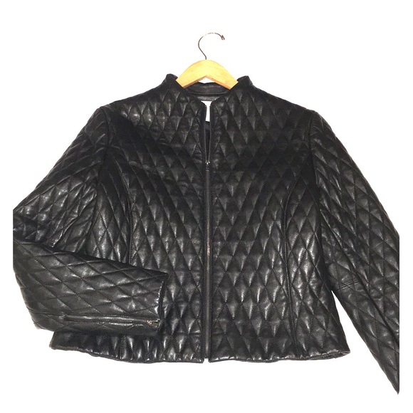 JONES NY creamy quilted black leather jack… - Picture 3 of 8